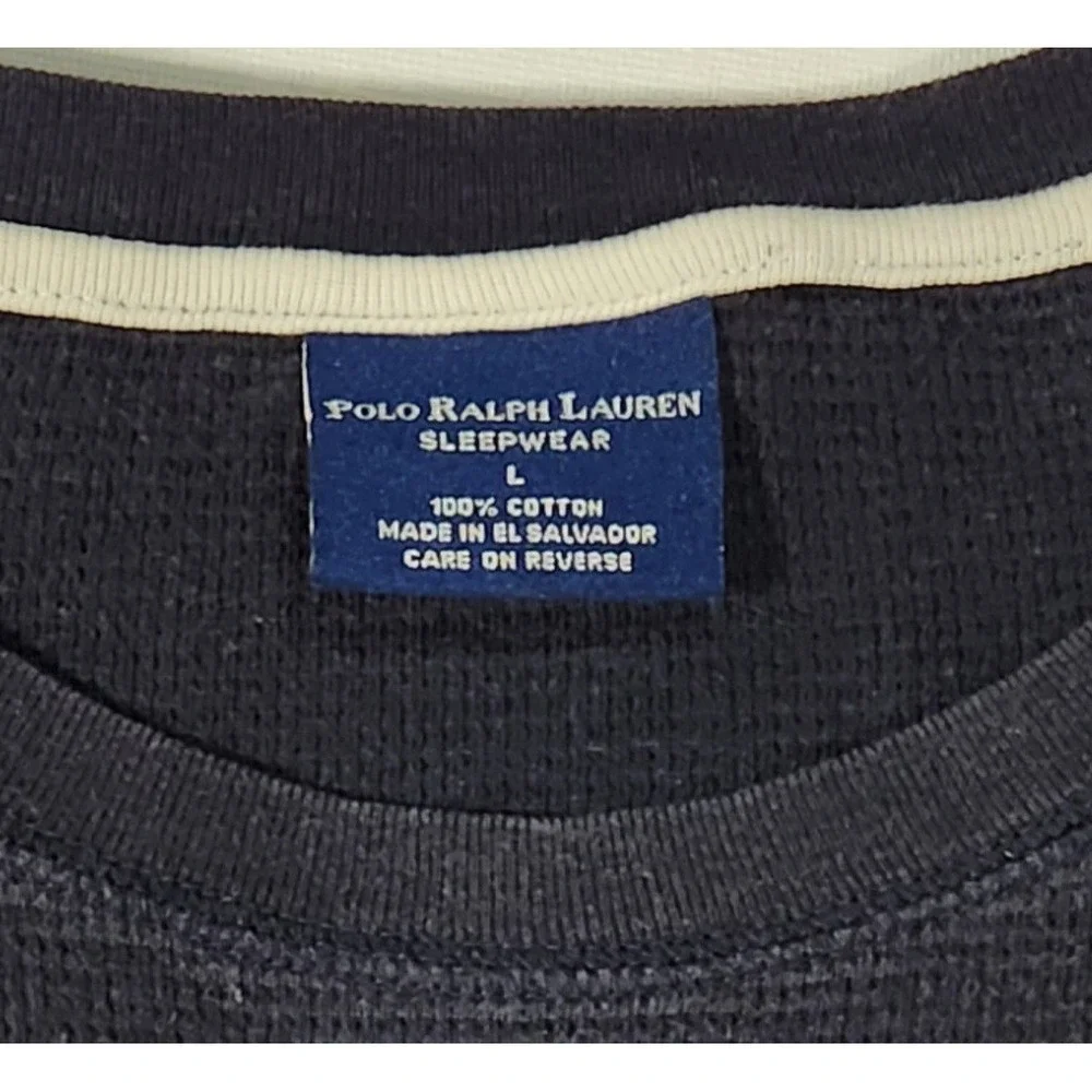 Polo Ralph Lauren Sleepwear Mens‎ Knit Shirt Thermal Large Navy Blue Long Sleeve